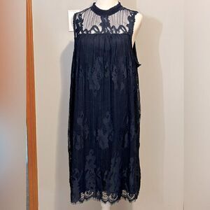 Maurice's Lace Midi Dress Sleeveless Mock Neck Black Floral‎ Romantic Party